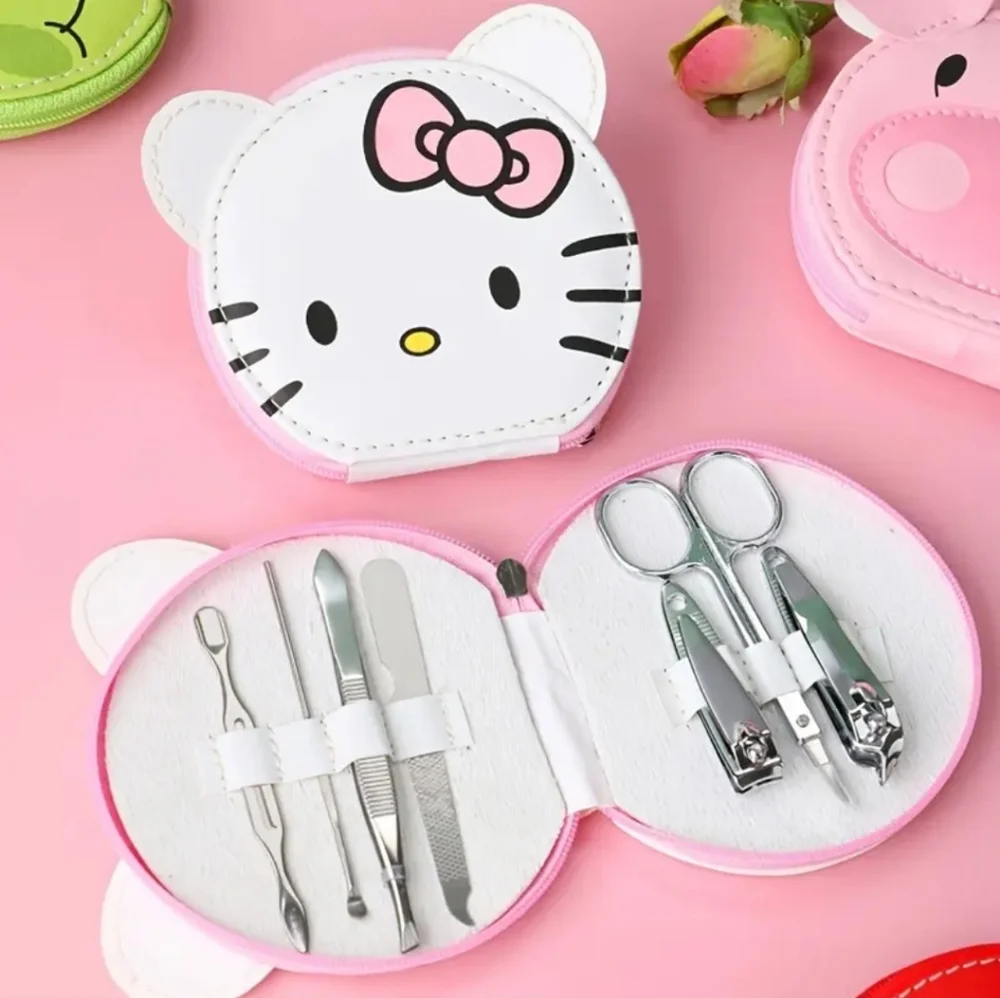 new Hello Kitty Sanrio Manicure Set Nail Set Tools 7 Piece Zip Pouch Purse - Picture 1 of 8